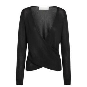 Michelle Mason Black plunge V-Neck Sweater for Women
